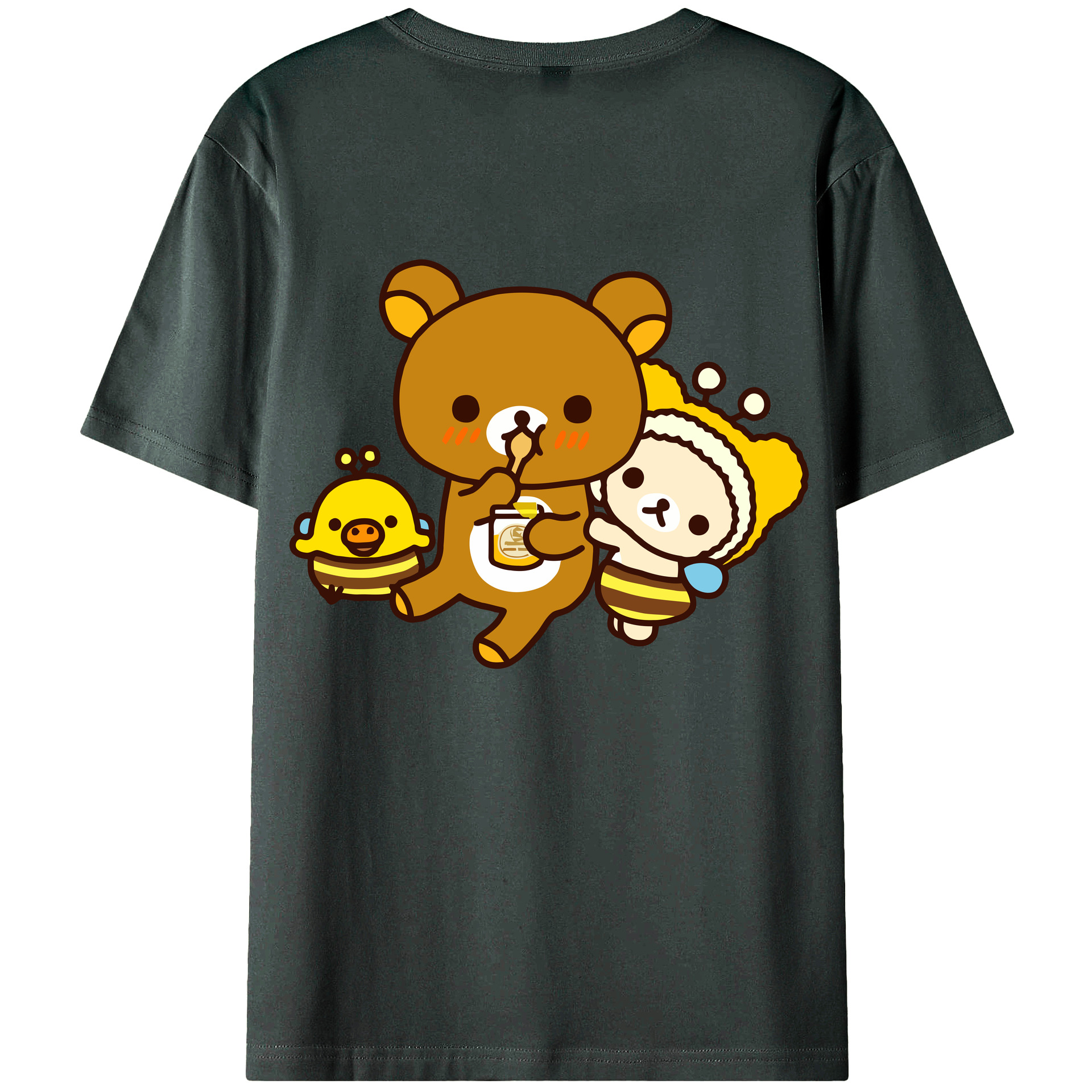 （画像用） リラックマ リラックマ キイロイトリ Rilakkuma Korilakkuma Kiiroitori 綿100％ メンズ半袖Tシャツ（バックプリント） 通気性